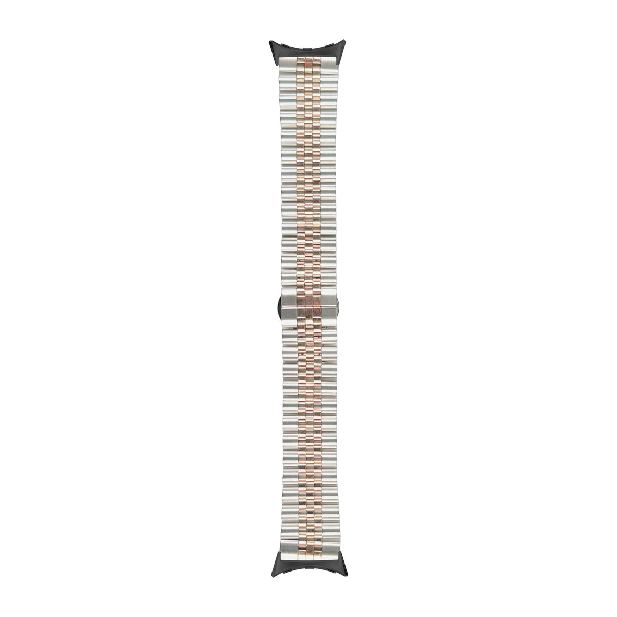Jubilee Bracelet - Silver/Rose Gold Black with Google Pixel Spring Bar Adapters - Wear Any 20mm Strap! for Pixel Watch 1-5 41mm