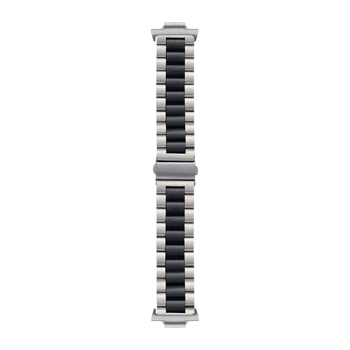 Steel Bracelet Silver with Deployant Clasp - Silver/Black with Strap Adapter for Tissot PRX 40