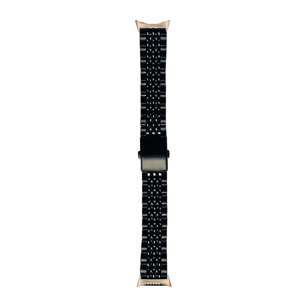 Steel Bracelet - Beads of Rice Black Rose Gold with Google Pixel Spring Bar Adapters - Wear Any 20mm Strap! for Pixel Watch 1-5 41mm