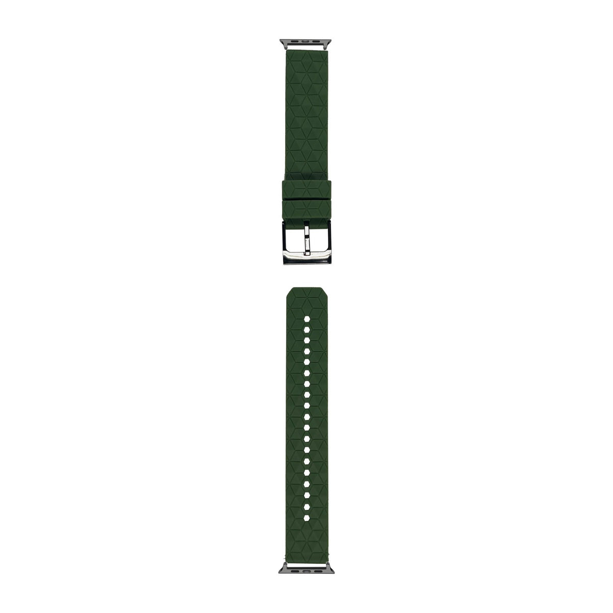 Prism Silicone [Black Hardware] Army Green Black with Connecters - Spring Bar Type for Apple Watch