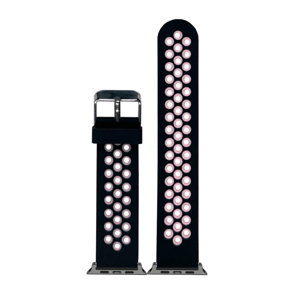 Flexi Sports Silicone Black/Pink Black with Connecters - Spring Bar Type for Apple Watch