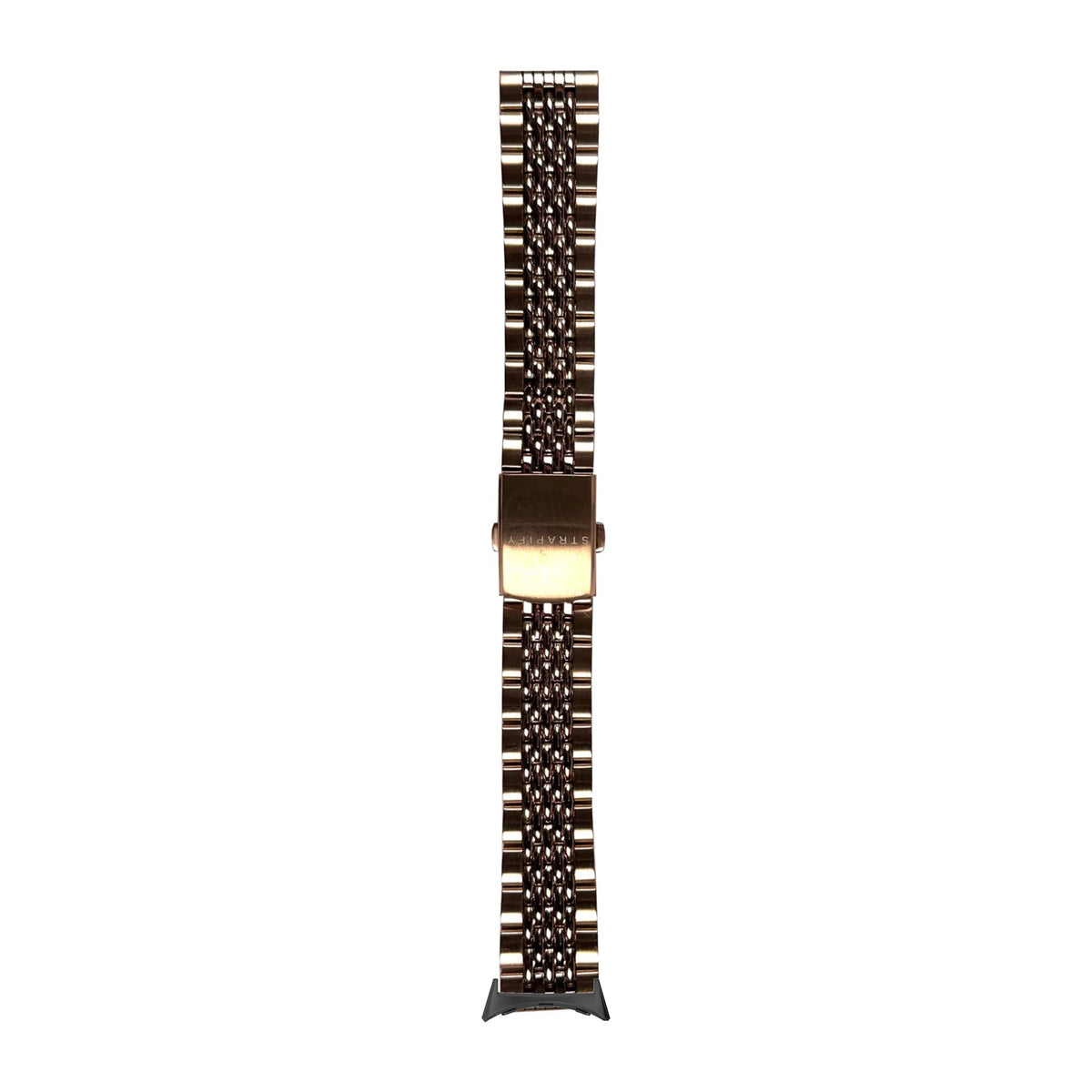 Steel Bracelet - Beads of Rice Rose Gold Black with Google Pixel Spring Bar Adapters - Wear Any 20mm Strap! for Pixel Watch 3-5 45mm