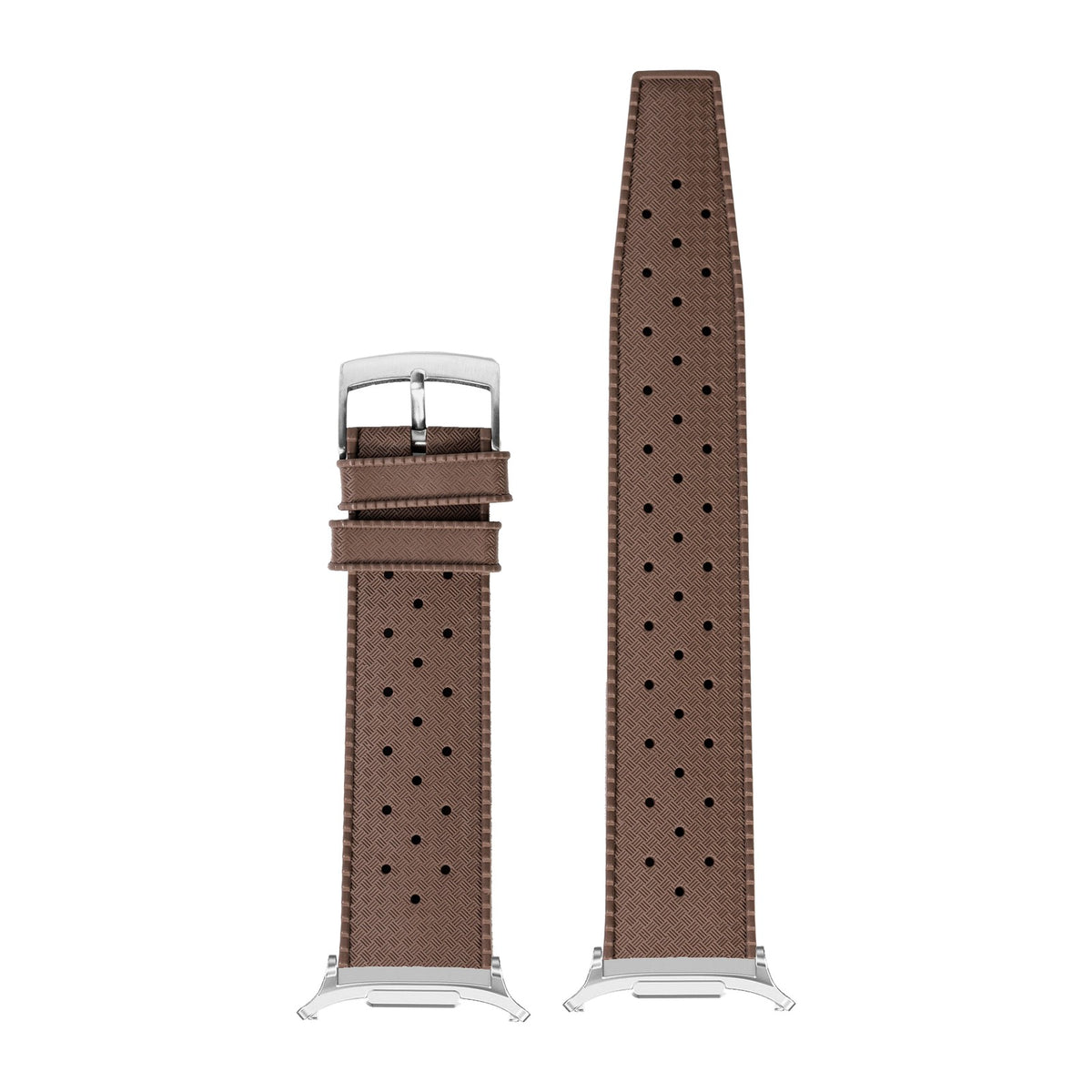 King Tropic FKM Rubber - Brown Silver with Strap Adapter for Galaxy Watch 8-9/Ultra