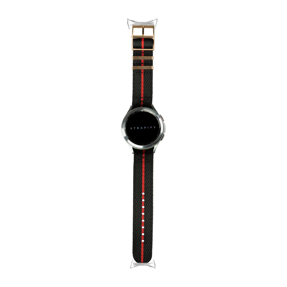 Cross Militex - Black / Red [Rose Gold Hardware] Silver with Google Pixel Spring Bar Adapters - Wear Any 20mm Strap! for Pixel Watch 1-5 41mm