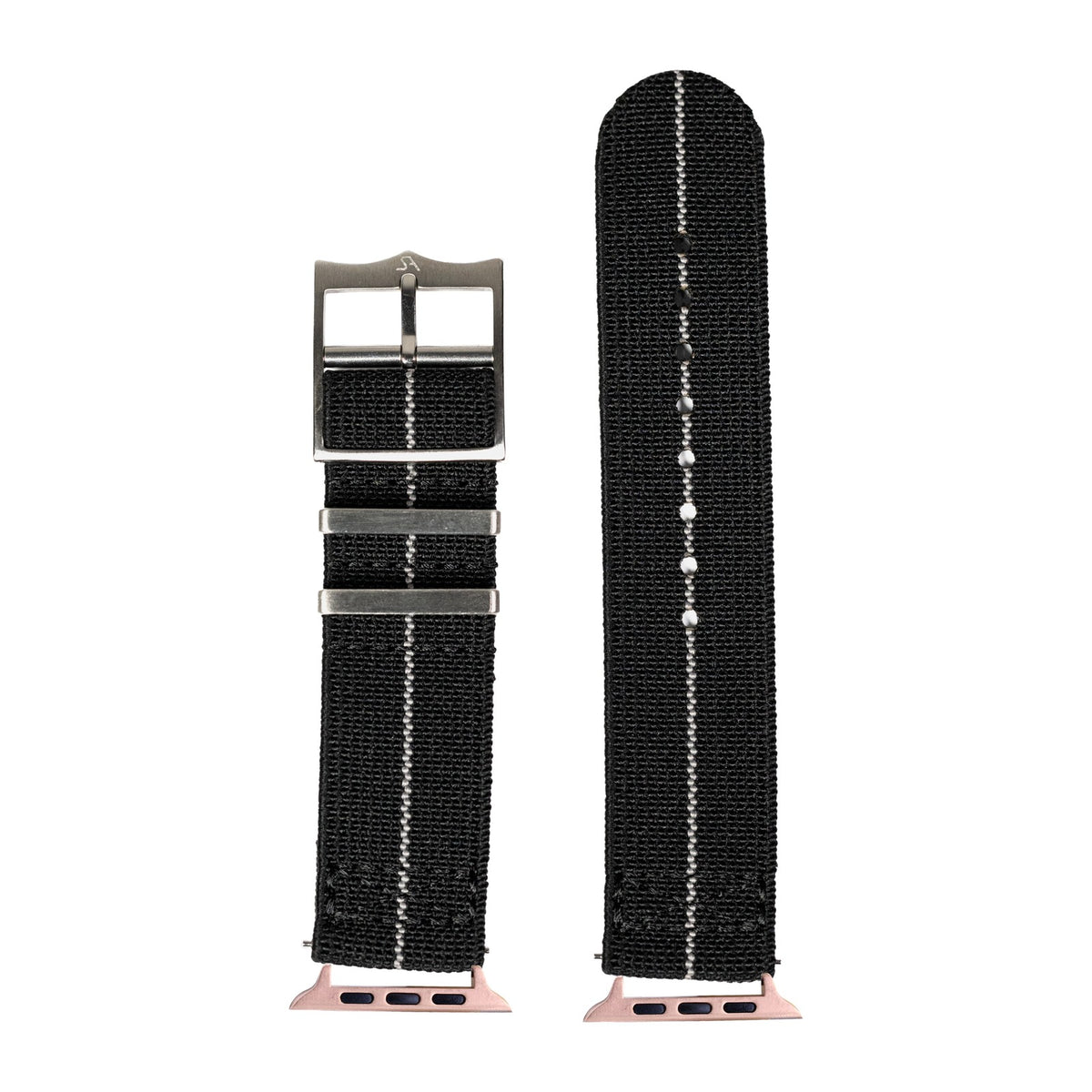 ElastoFlex - Black/Grey Rose Gold with Connecters - Spring Bar Type for Apple Watch