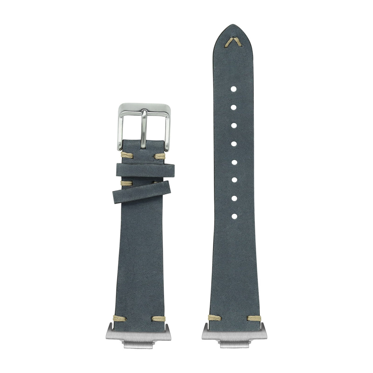 Vintage Knotted - Nubuck Leather - Slate Grey Silver with Strap Adapter for Tissot PRX 40