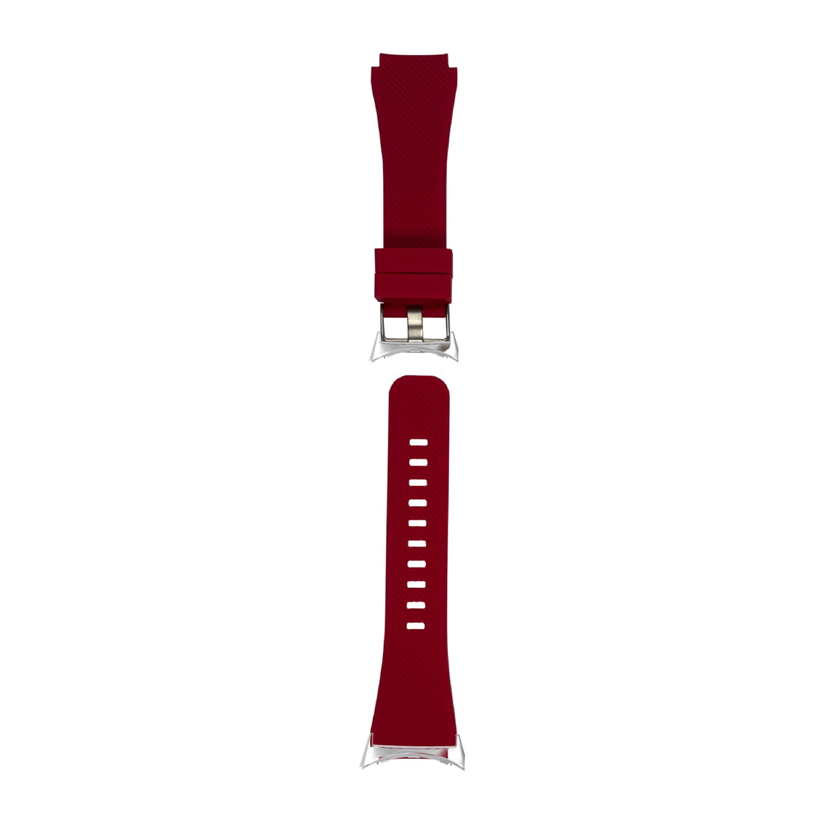 Flexi Silicone Rose Red Silver with Google Pixel Spring Bar Adapters - Wear Any 20mm Strap! for Pixel Watch 1-5 41mm