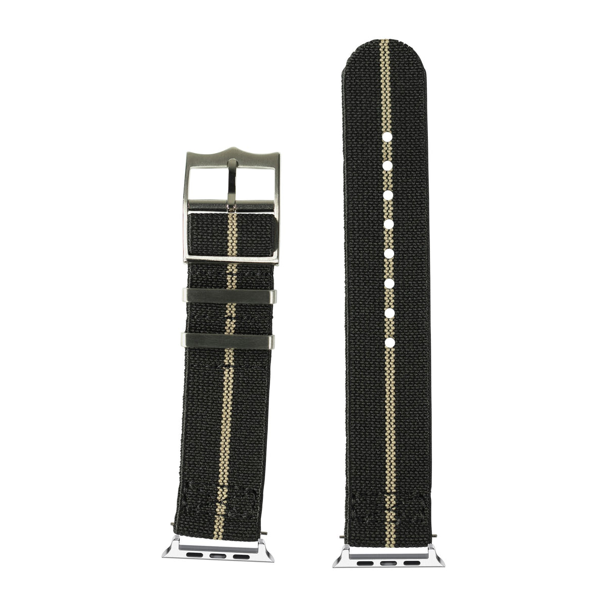 ElastoFlex - Black/Wheat Silver with Connecters - Spring Bar Type for Apple Watch