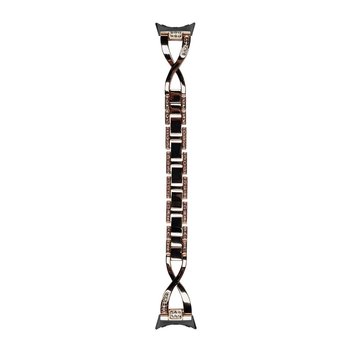 Helix Bracelet Rose Gold Black with Google Pixel Spring Bar Adapters - Wear Any 20mm Strap! for Pixel Watch 3-5 45mm