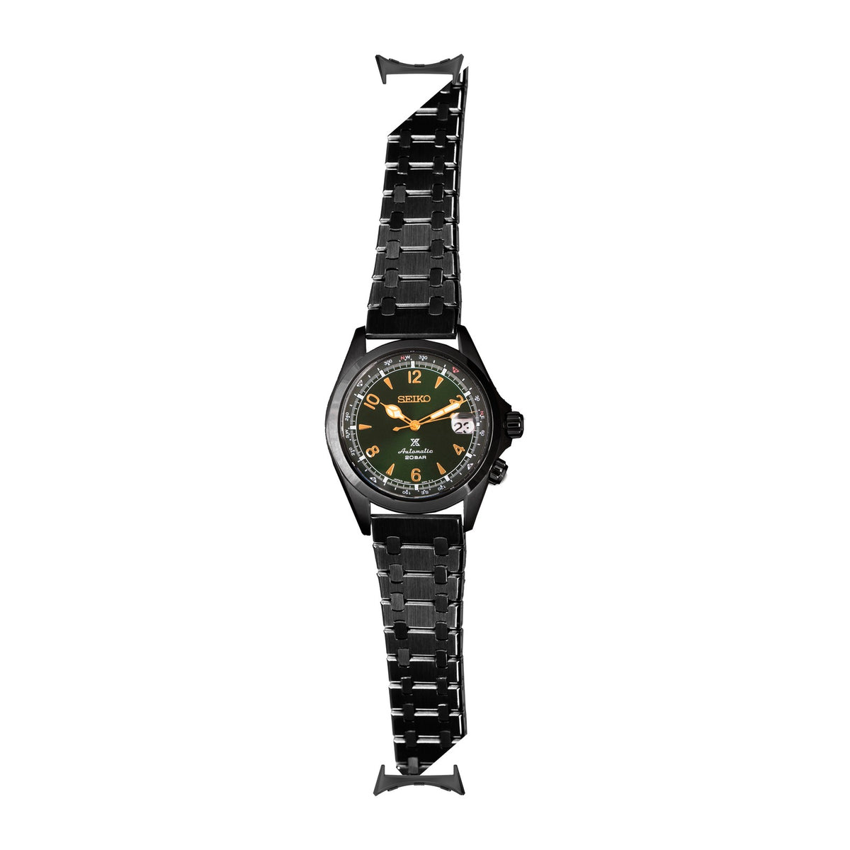 Medallion Bracelet - Black Black with Google Pixel Spring Bar Adapters - Wear Any 20mm Strap! for Pixel Watch 3-5 45mm