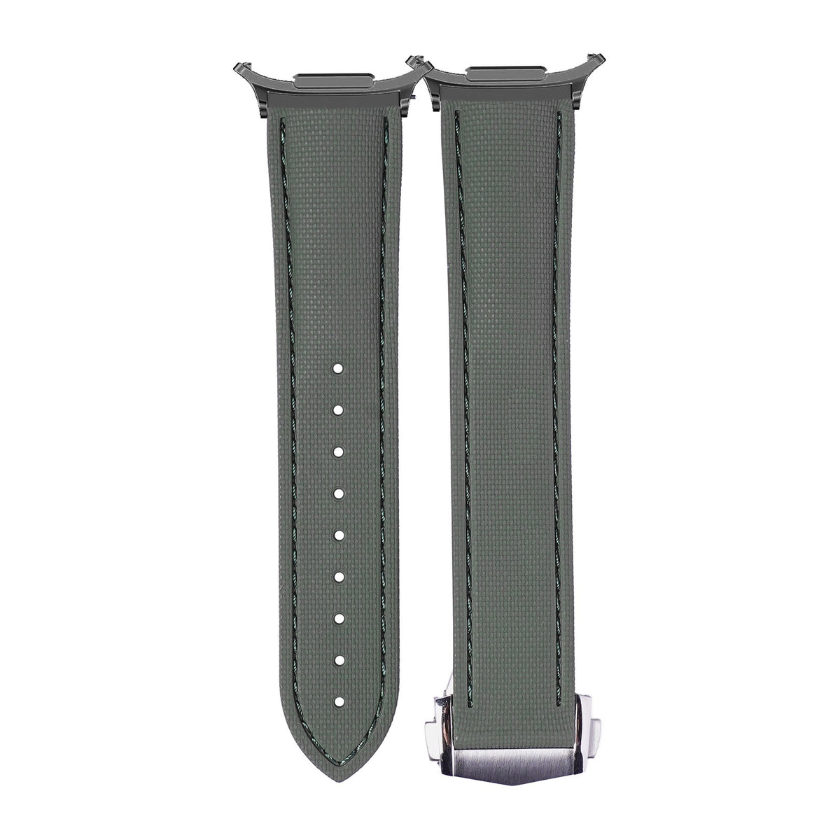Textured FKM Rubber Army Green Grey with Strap Adapter for Galaxy Watch 8-9/Ultra