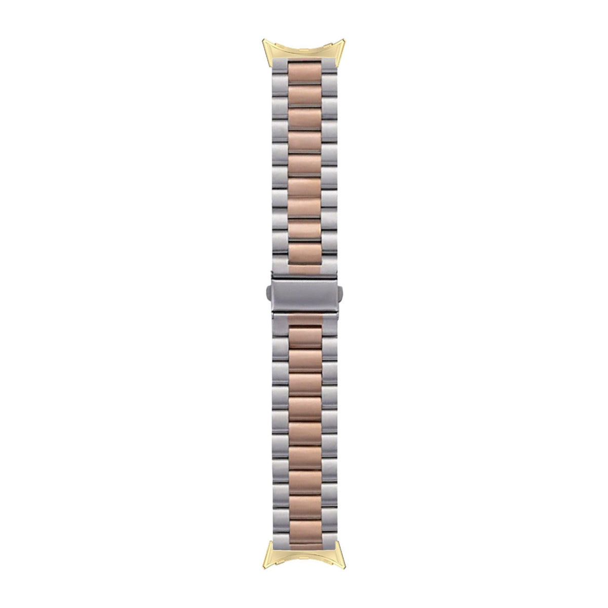 Steel Bracelet Gold with Deployant Clasp - Silver/Rose Gold with Google Pixel Spring Bar Adapters - Wear Any 20mm Strap! for Pixel Watch 3-5 45mm