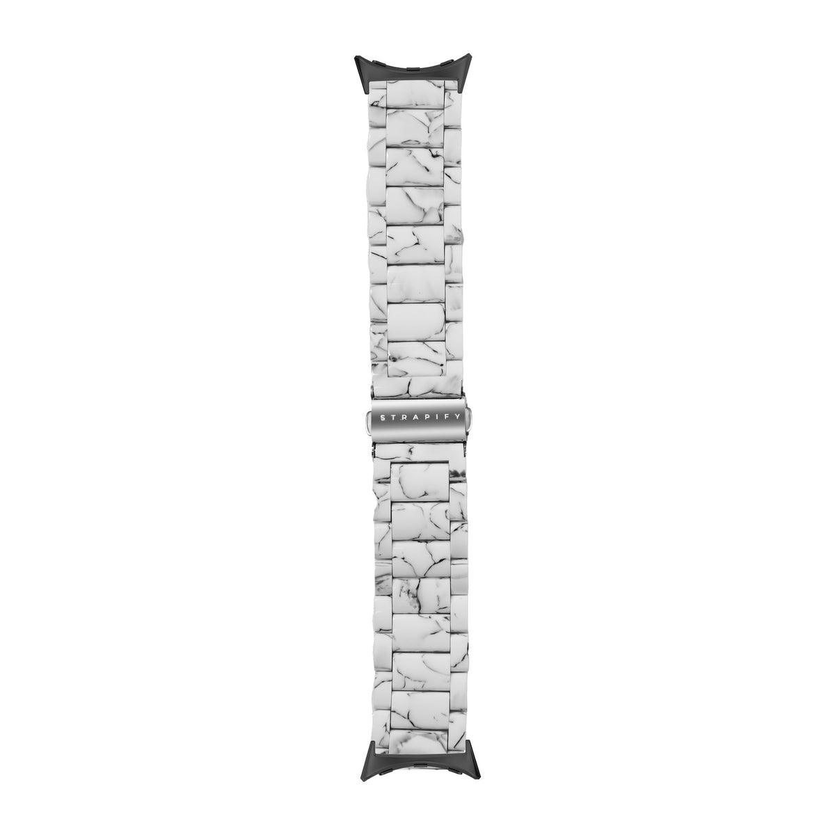 Crystalised Acetate - Tortoiseshell White Black with Google Pixel Spring Bar Adapters - Wear Any 20mm Strap! for Pixel Watch 1-5 41mm