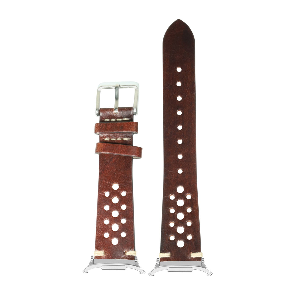 Vintage Rally Leather - Smoked Dark Brown Silver with Strap Adapter for Galaxy Watch 8-9/Ultra