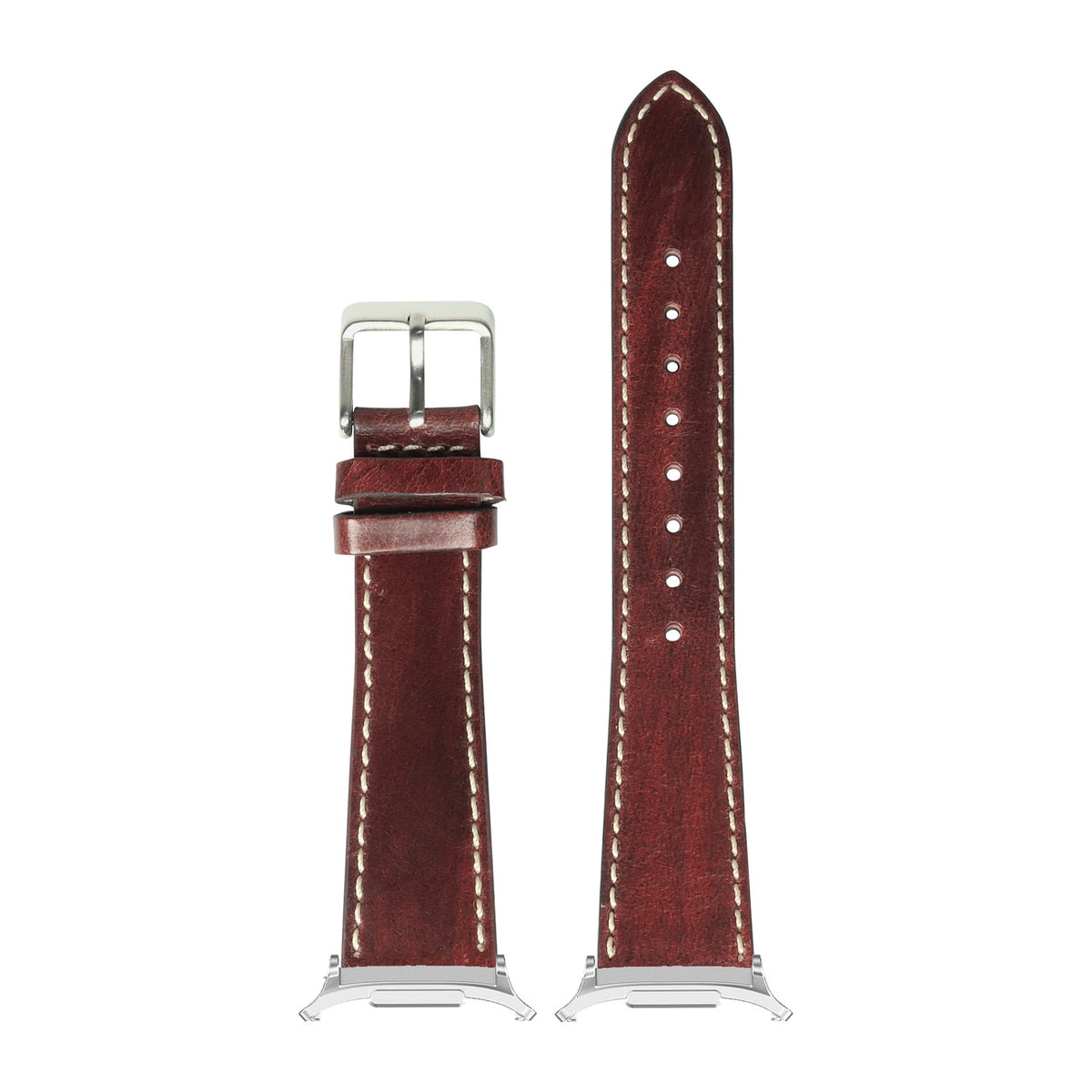 Vintage Leather - Smoked Brown | Contrast Stitching Silver with Strap Adapter for Galaxy Watch 8-9/Ultra