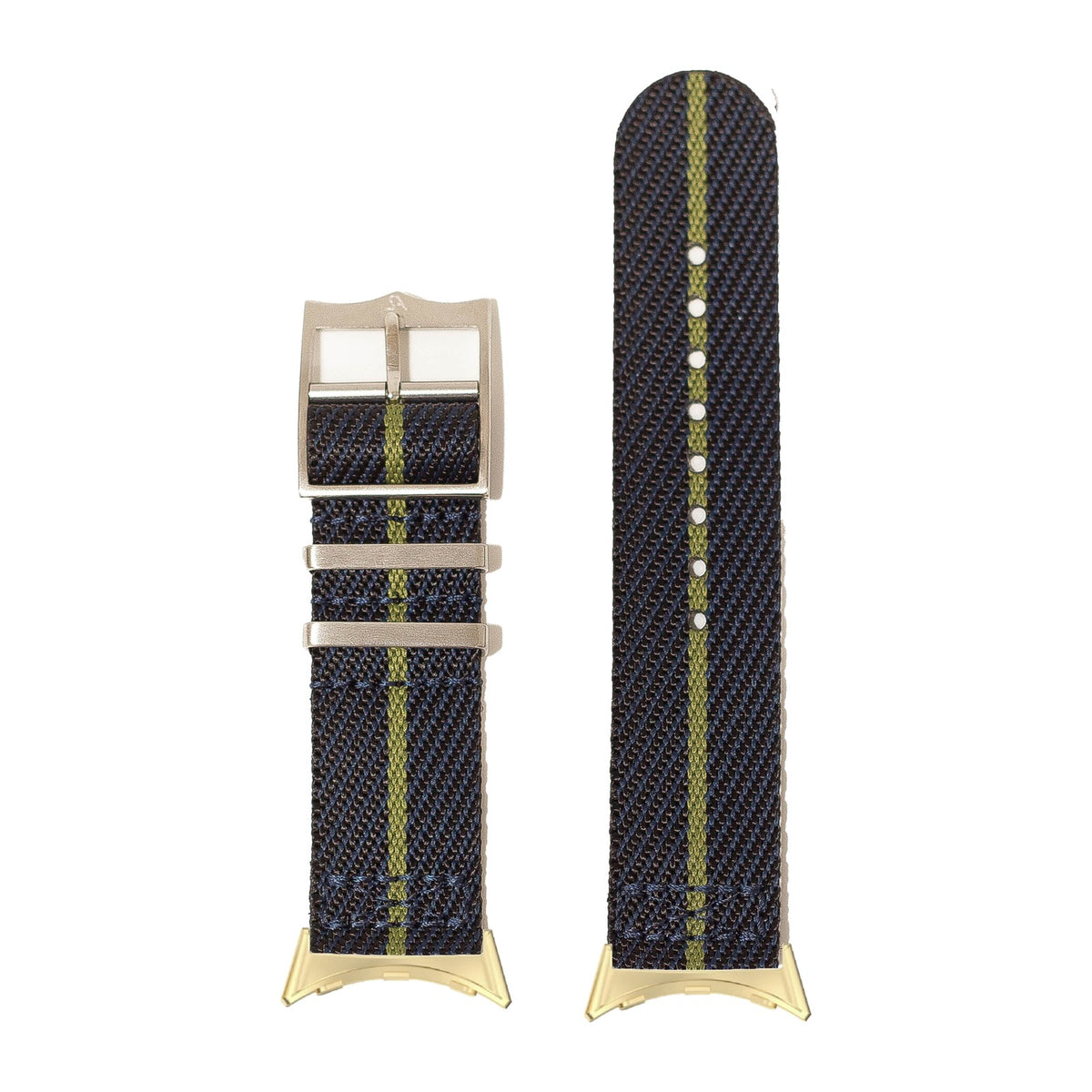 Cross Militex - Night Blue / Green Gold with Google Pixel Spring Bar Adapters - Wear Any 20mm Strap! for Pixel Watch 3-5 45mm