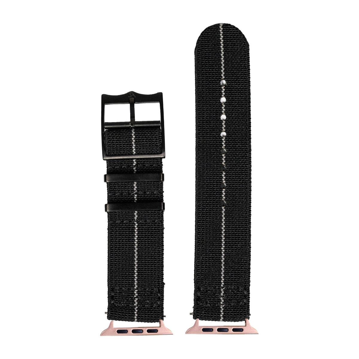 ElastoFlex - Stealth Black/White [Black Hardware] Rose Gold with Connecters - Spring Bar Type for Apple Watch