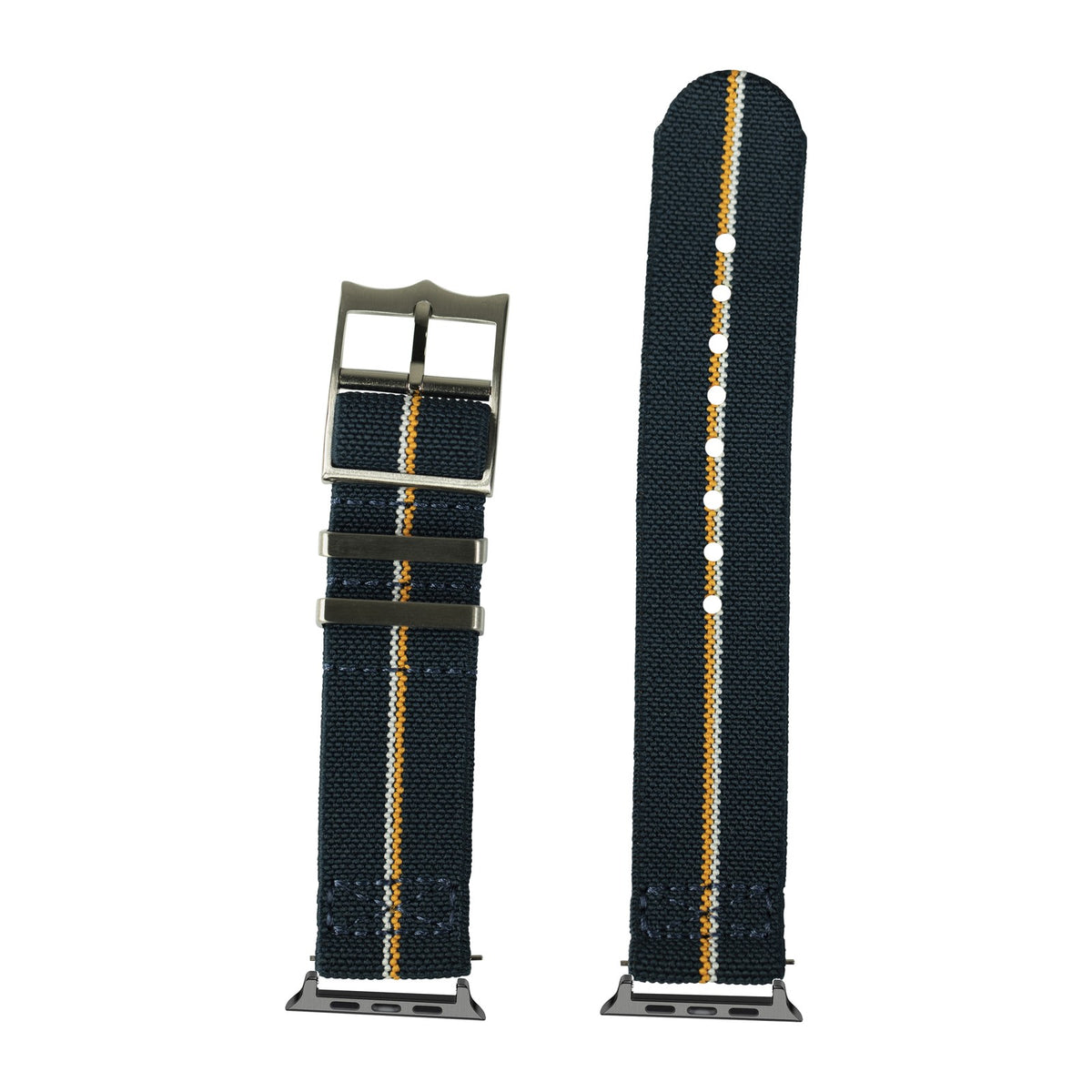 ElastoFlex - Navy Blue/Orange/White Black with Connecters - Spring Bar Type for Apple Watch