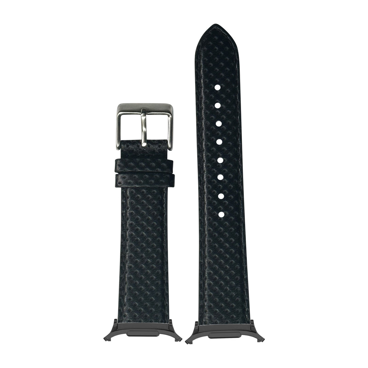 Perforated Racing Leather Straps - Black for the Galaxy Watch 8, 9 and Ultra with adapter fitted