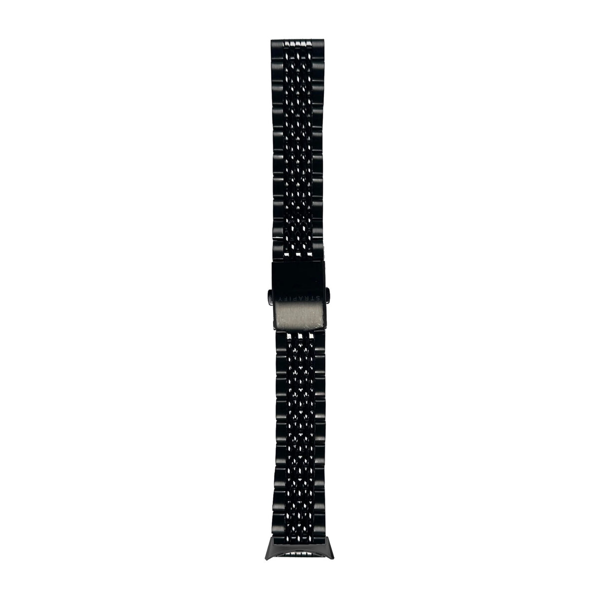 Steel Bracelet - Beads of Rice Black Black with Google Pixel Spring Bar Adapters - Wear Any 20mm Strap! for Pixel Watch 3-5 45mm