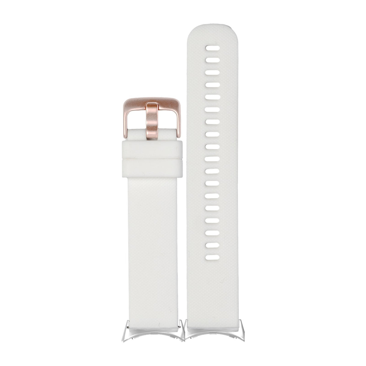 Classic Silicone White Rose Gold Silver with Google Pixel Spring Bar Adapters - Wear Any 20mm Strap! for Pixel Watch 3-5 45mm