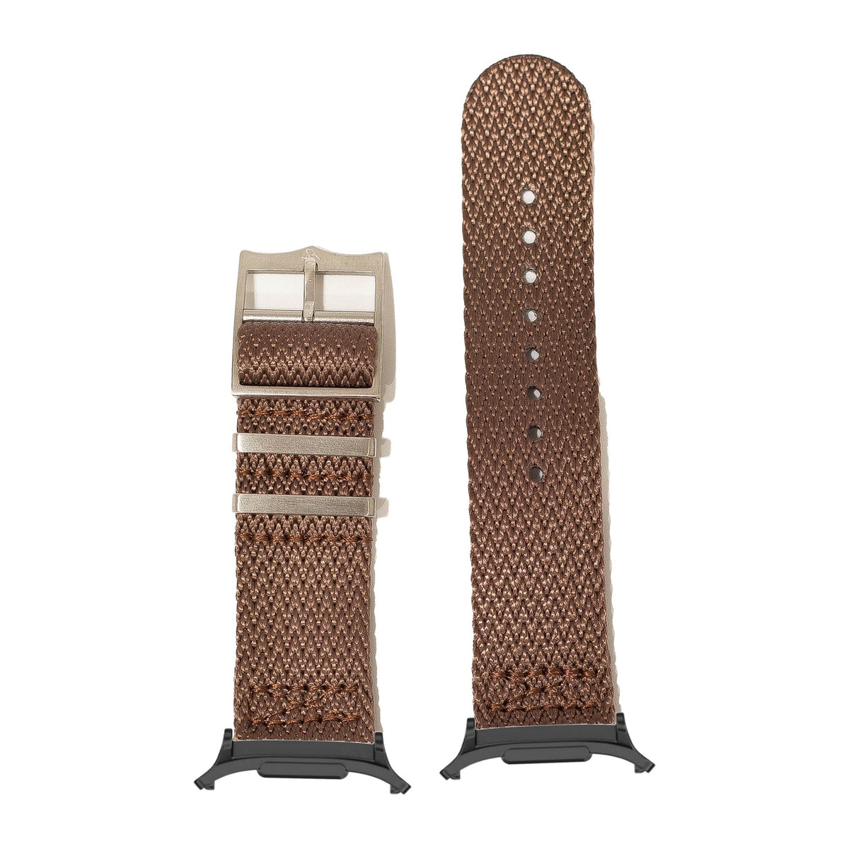 Sharktooth Militex - Coffee Brown for the Galaxy Watch 8, 9 and Ultra with adapter fitted