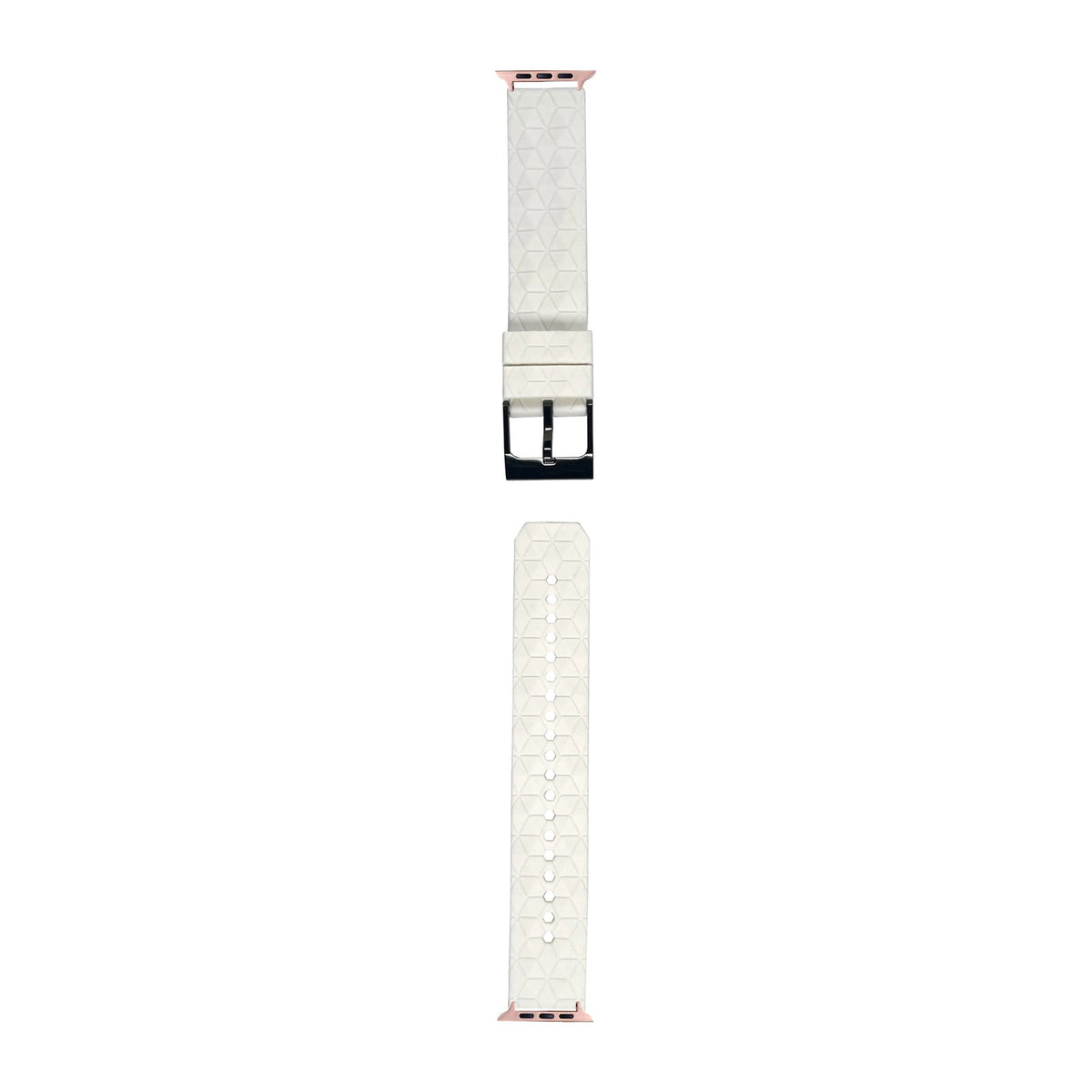 Prism Silicone [Black Hardware] White Rose Gold with Connecters - Spring Bar Type for Apple Watch