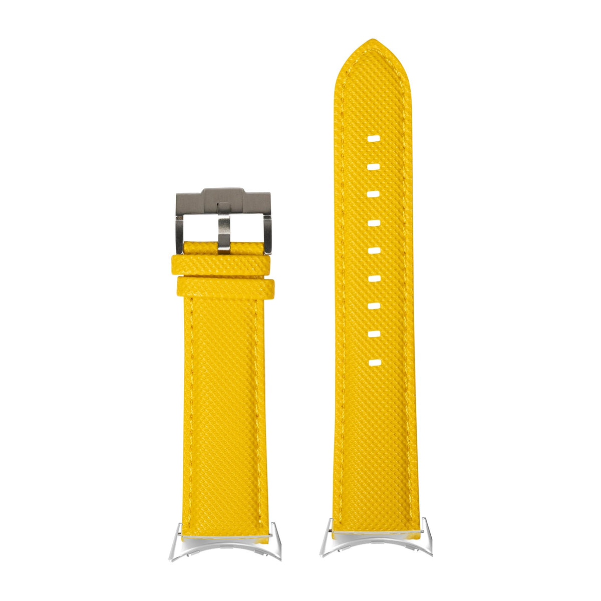 Sailcloth - Yellow Silver with Google Pixel Spring Bar Adapters - Wear Any 20mm Strap! for Pixel Watch 1-5 41mm