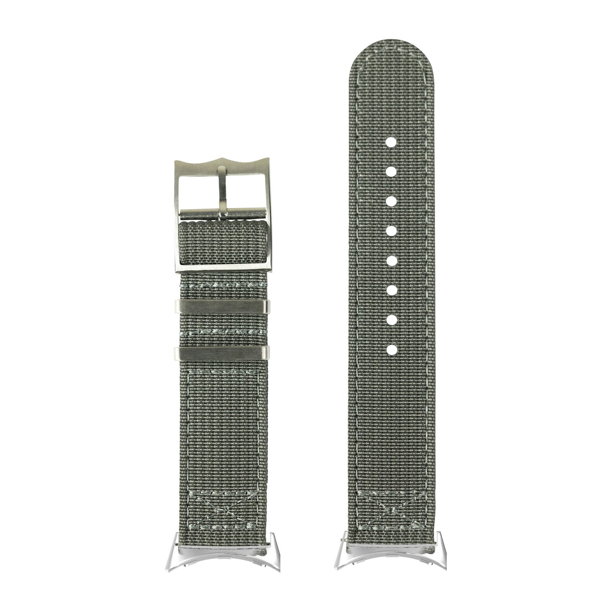 Alpha Militex - Grey Silver Silver with Google Pixel Spring Bar Adapters - Wear Any 20mm Strap! for Pixel Watch 3-5 45mm