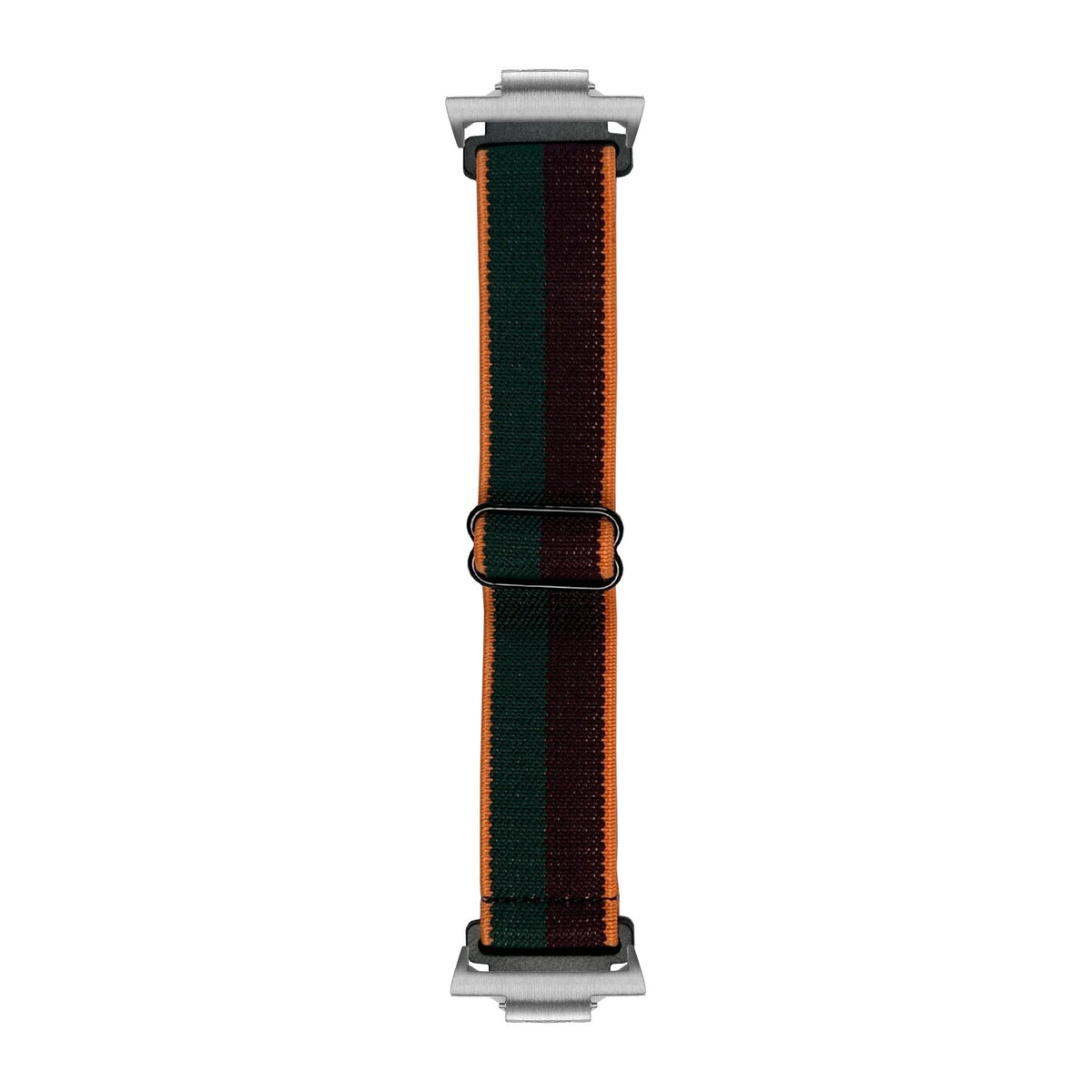 Weaved Elastic Loop Green / Maroon / Mustard Silver with Strap Adapter for Tissot PRX 40