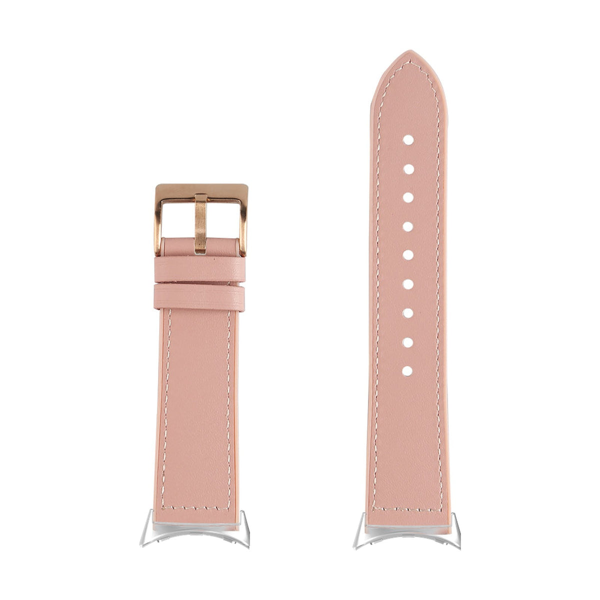 Leather Hybrid - Pink Silver with Google Pixel Spring Bar Adapters - Wear Any 20mm Strap! for Pixel Watch 1-5 41mm