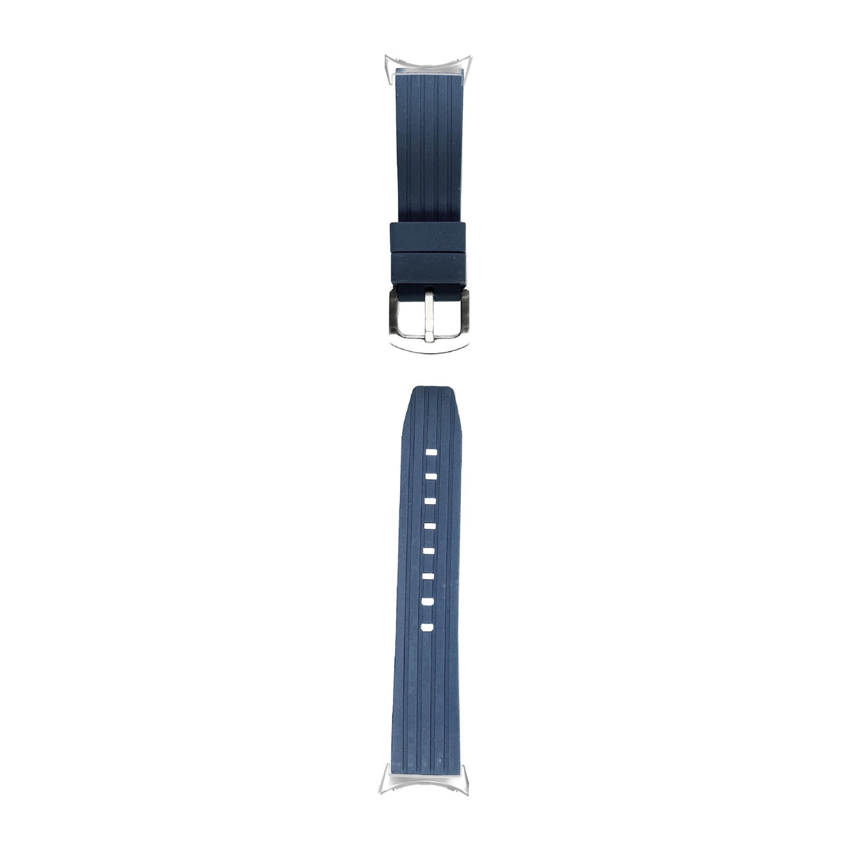 Flexi Silicone 4 Blue Silver with Google Pixel Spring Bar Adapters - Wear Any 20mm Strap! for Pixel Watch 1-5 41mm