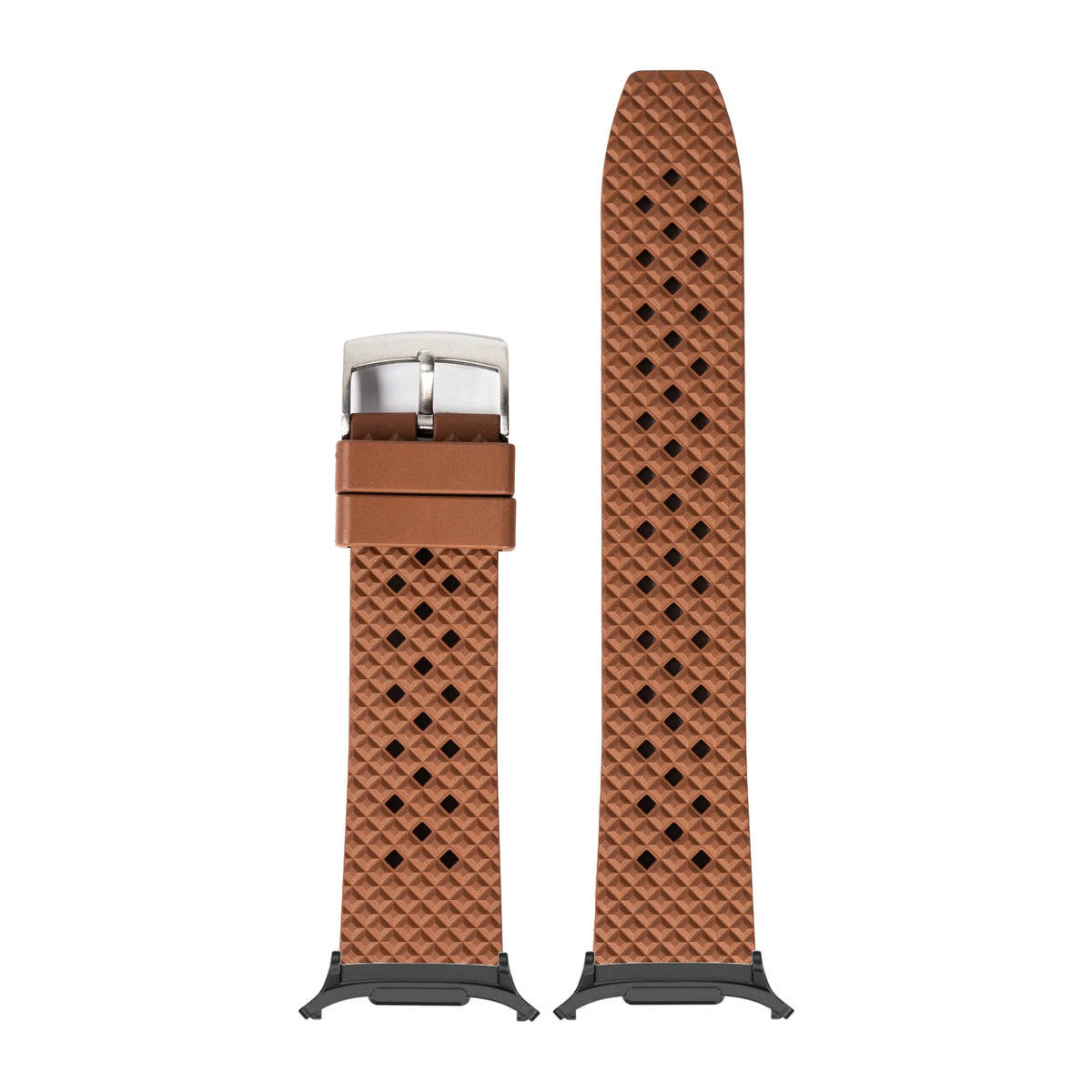 King Honeycomb FKM Rubber - Brown for the Galaxy Watch 8, 9 and Ultra with adapter fitted