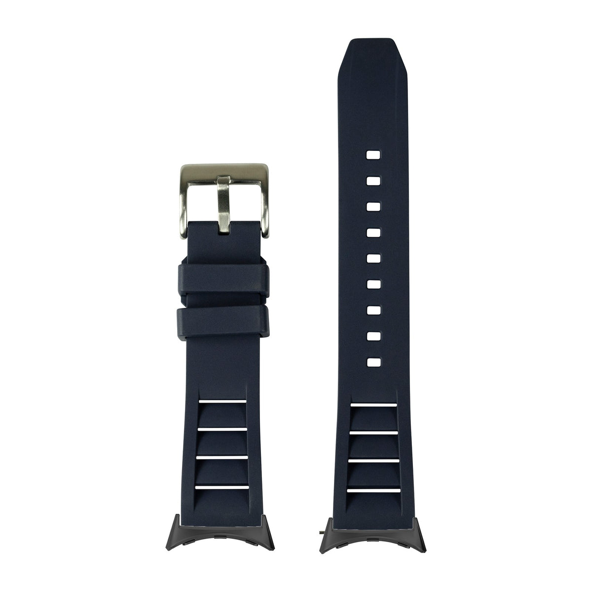 Shark Fin FKM Rubber - Navy Blue with Google Pixel Spring Bar Adapters - Wear Any 20mm Strap! for Pixel Watch 3-5 45mm