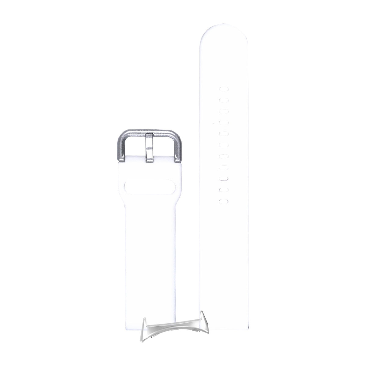 Flexi Silicone 6 White Silver with Google Pixel Spring Bar Adapters - Wear Any 20mm Strap! for Pixel Watch 3-5 45mm