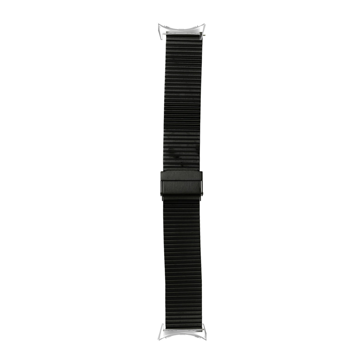 Flat-Link Micro-Adjustable Bracelet Black Silver with Google Pixel Spring Bar Adapters - Wear Any 20mm Strap! for Pixel Watch 1-5 41mm