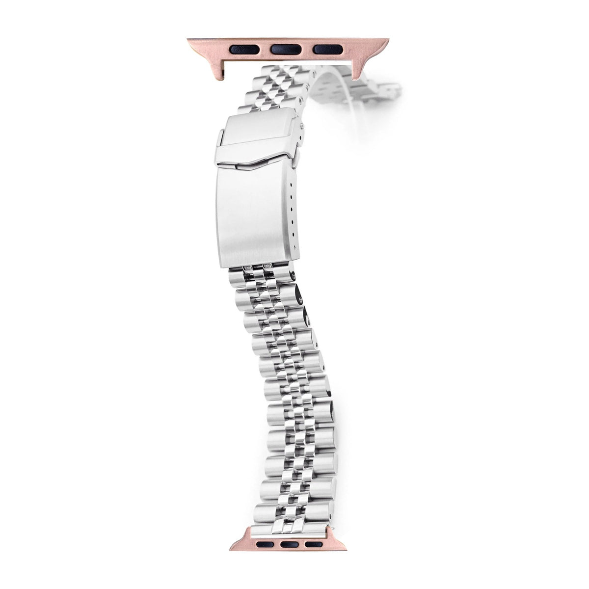 Super-Jub II Steel Bracelet Rose Gold with V-Clasp with Connecters - Spring Bar Type for Apple Watch