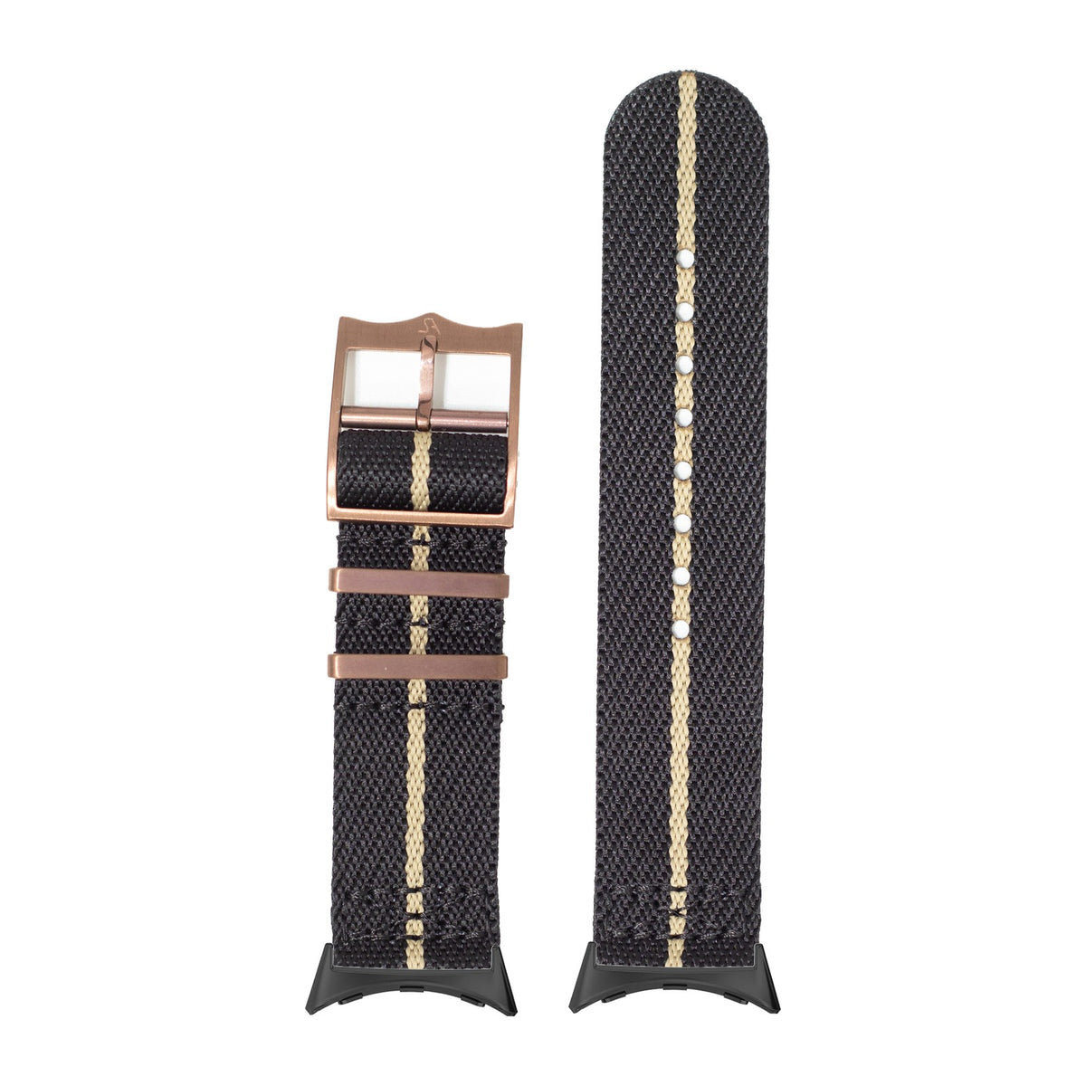 Cross Militex - Black / Wheat [Bronze Coloured Hardware] Black with Google Pixel Spring Bar Adapters - Wear Any 20mm Strap! for Pixel Watch 3-5 45mm
