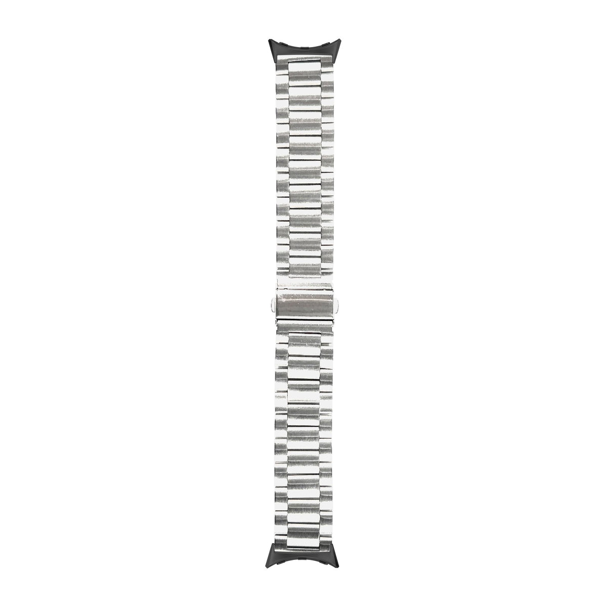 Steel Bracelet Black with Deployant Clasp - Silver with Google Pixel Spring Bar Adapters - Wear Any 20mm Strap! for Pixel Watch 1-5 41mm