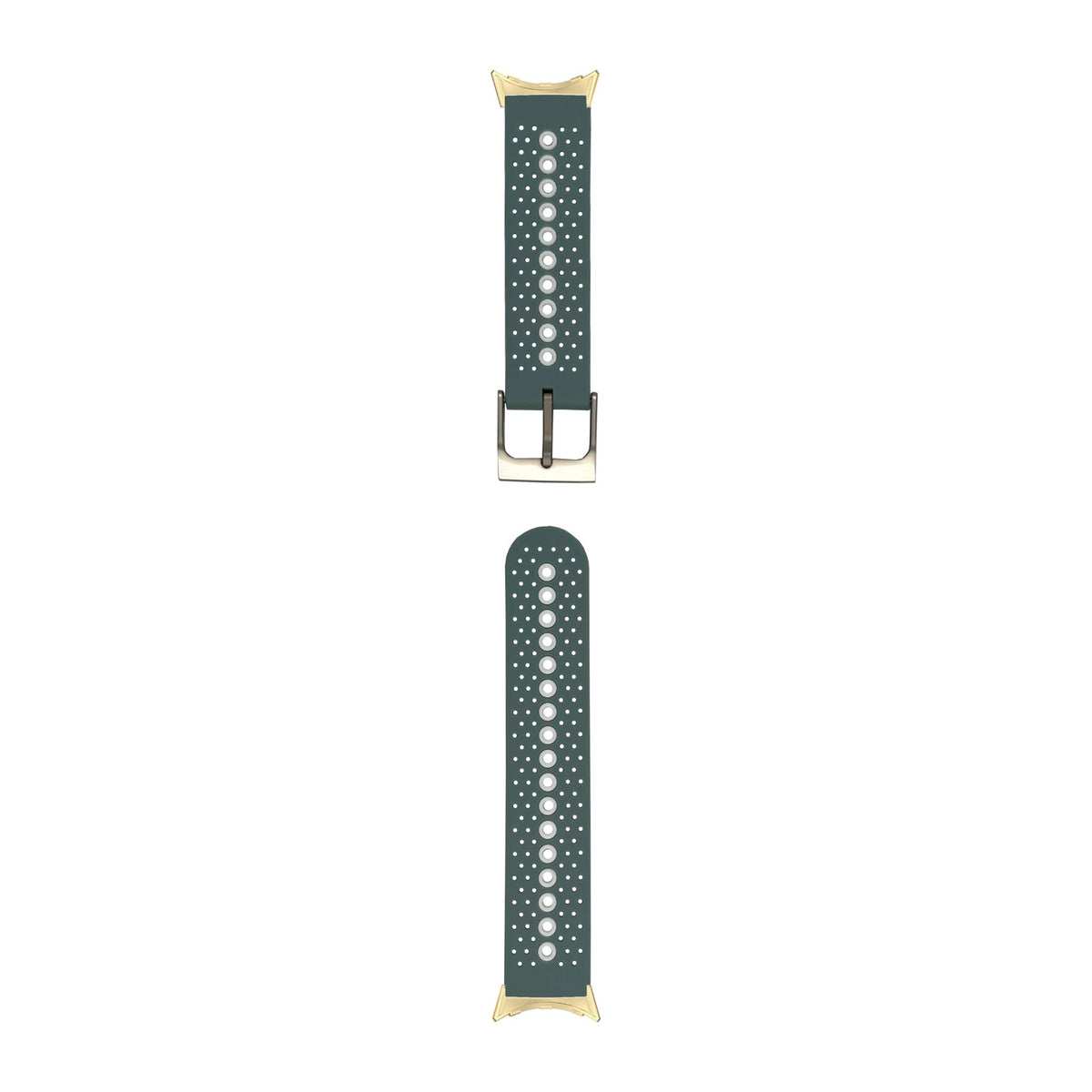 Flexi Sports Silicone 2 Sage Green Gold with Google Pixel Spring Bar Adapters - Wear Any 20mm Strap! for Pixel Watch 3-5 45mm
