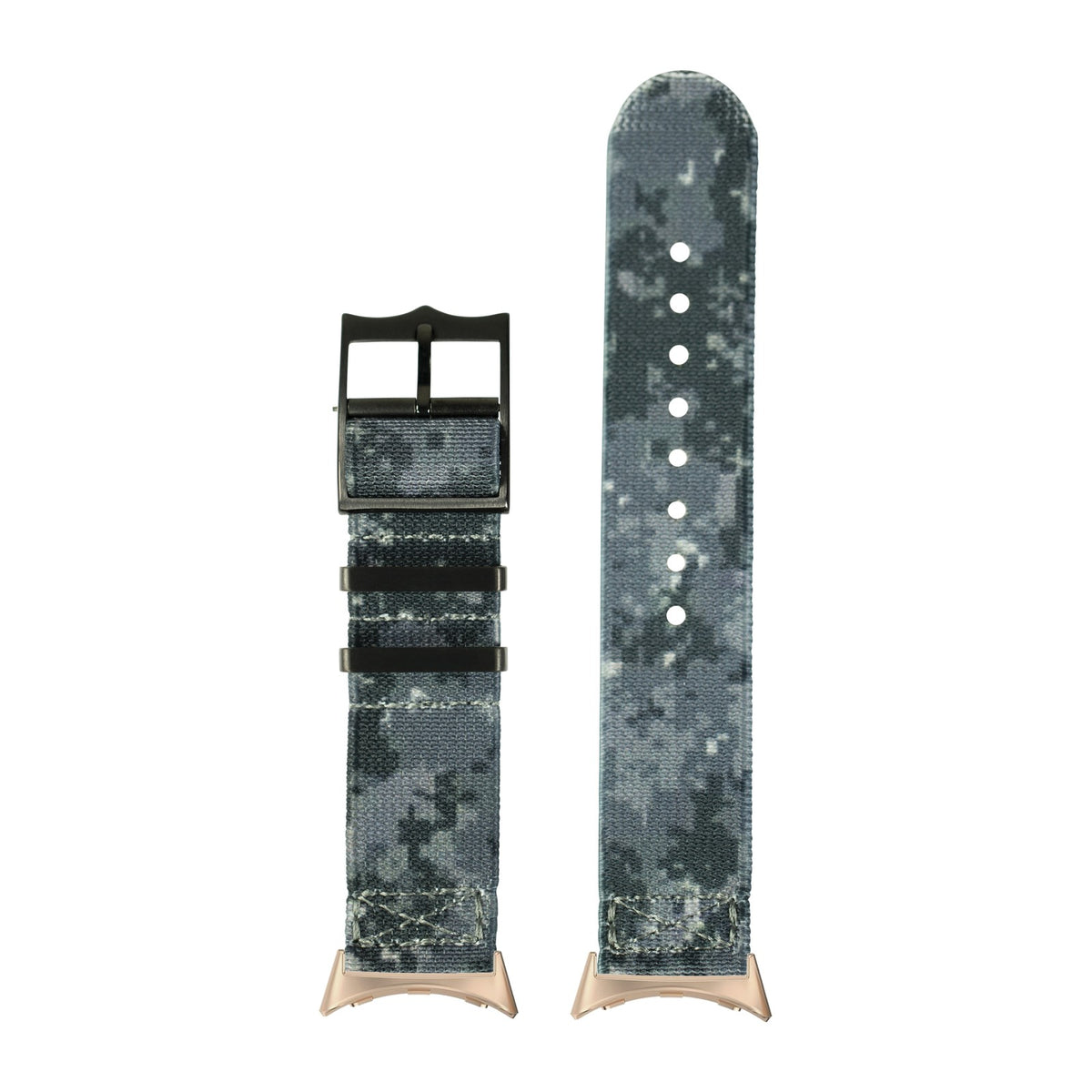ElastoFlex - Digital Camo [Black Hardware] Rose Gold with Google Pixel Spring Bar Adapters - Wear Any 20mm Strap! for Pixel Watch 1-5 41mm