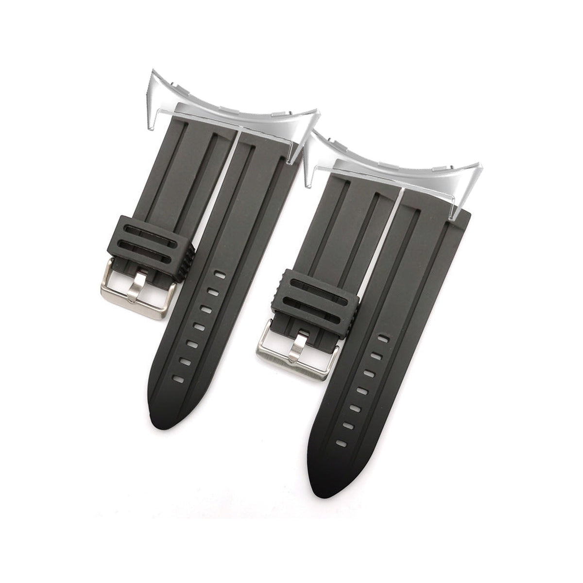 Navigator Silicone Strap Silver with Google Pixel Spring Bar Adapters - Wear Any 20mm Strap! for Pixel Watch 1-5 41mm