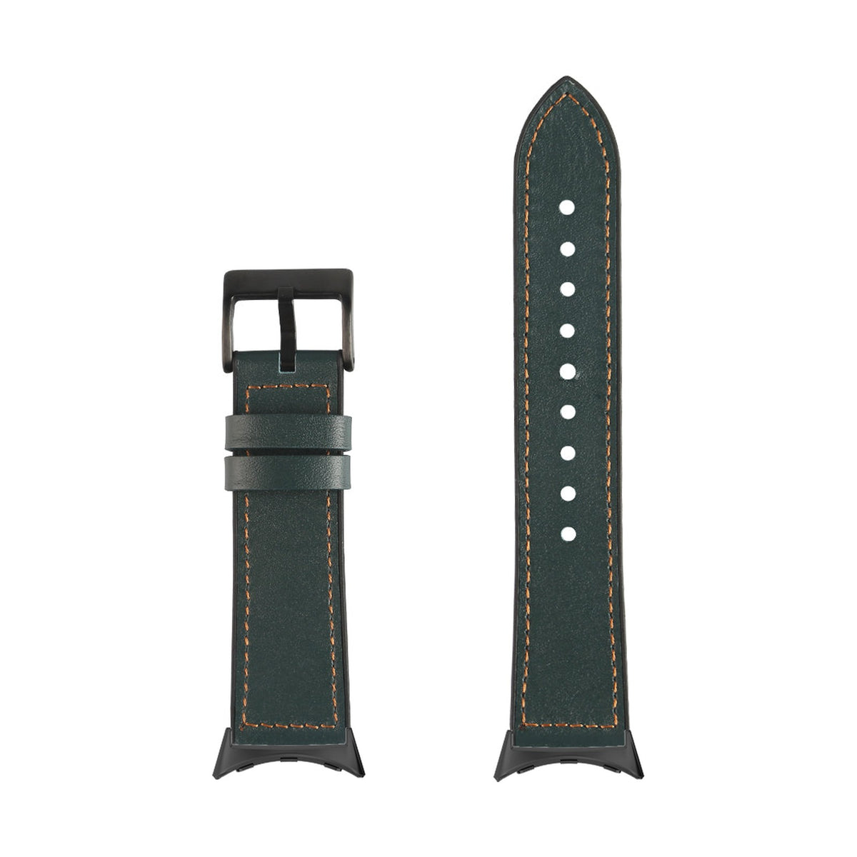 Leather Hybrid - Forest Green Black with Google Pixel Spring Bar Adapters - Wear Any 20mm Strap! for Pixel Watch 3-5 45mm