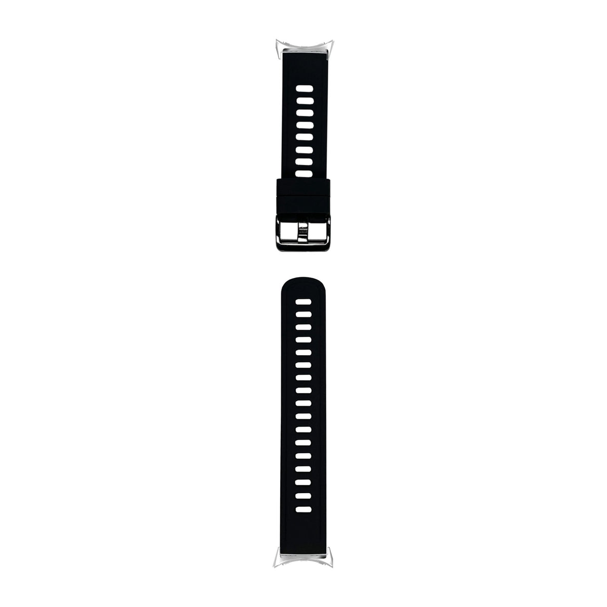 Flexi Silicone 3 Black Silver with Black Hardware with Google Pixel Spring Bar Adapters - Wear Any 20mm Strap! for Pixel Watch 1-5 41mm
