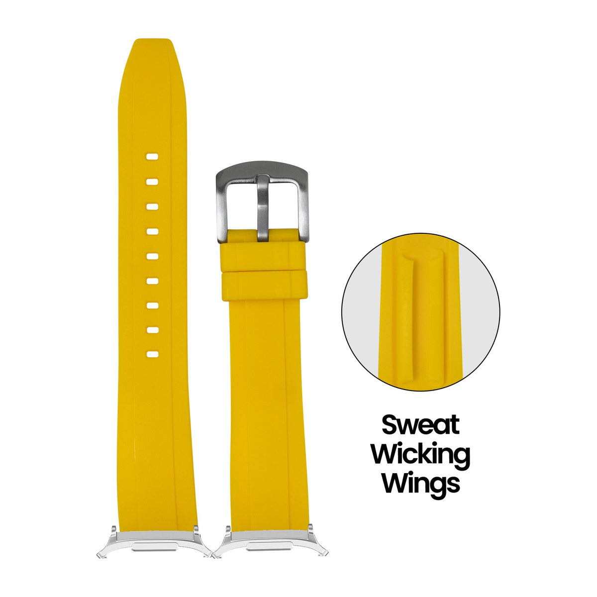 Kingston FKM Rubber - Yellow Silver with Strap Adapter for Galaxy Watch 8-9/Ultra