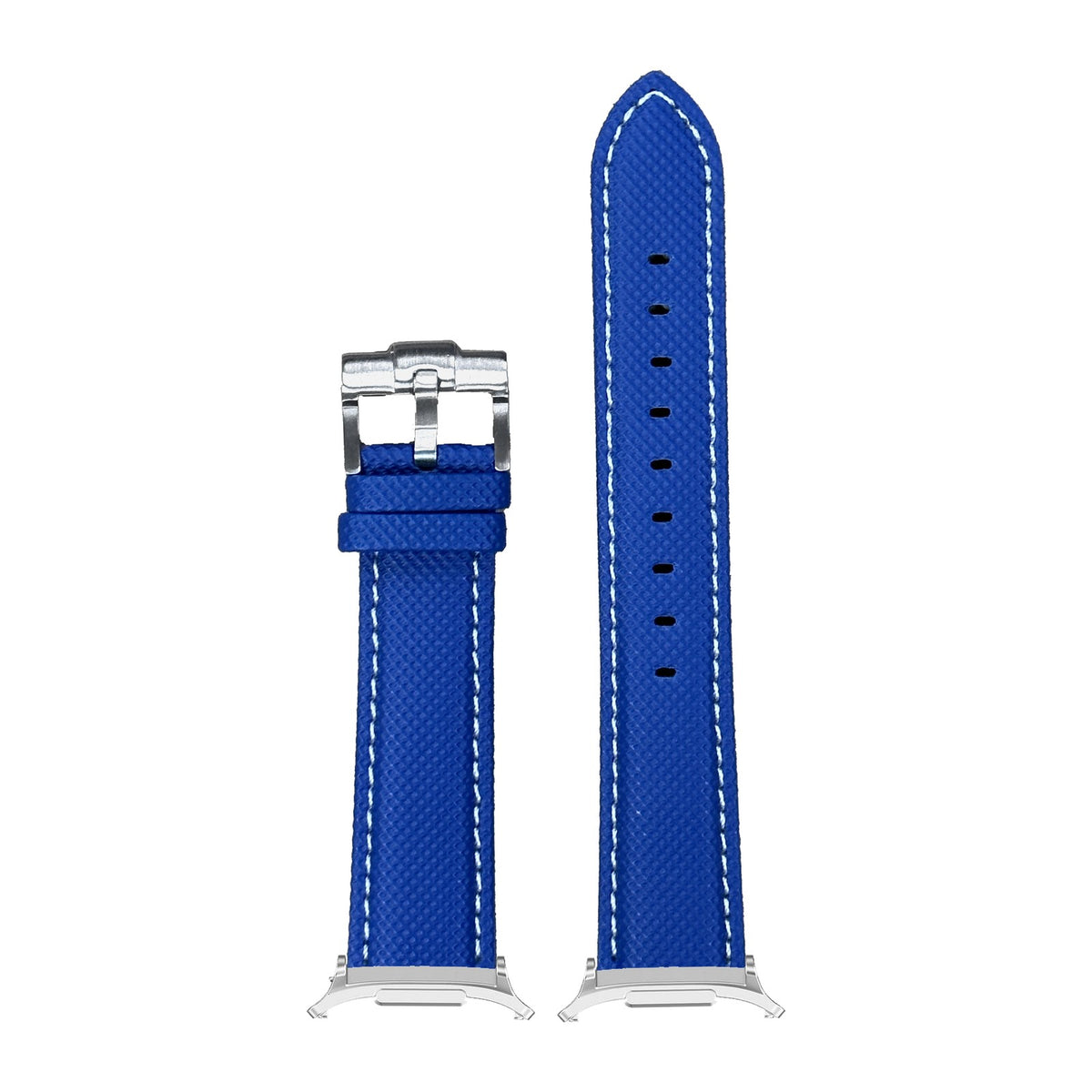 Sailcloth - Electric Blue | White Stitching Silver with Strap Adapter for Galaxy Watch 8-9/Ultra