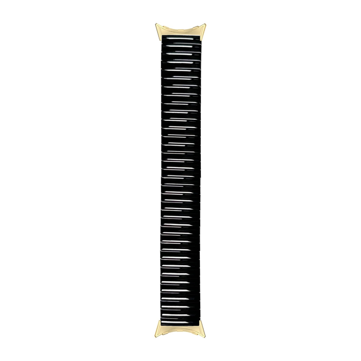 Stretch Elastic Steel Bracelet Black Gold with Google Pixel Spring Bar Adapters - Wear Any 20mm Strap! for Pixel Watch 3-5 45mm