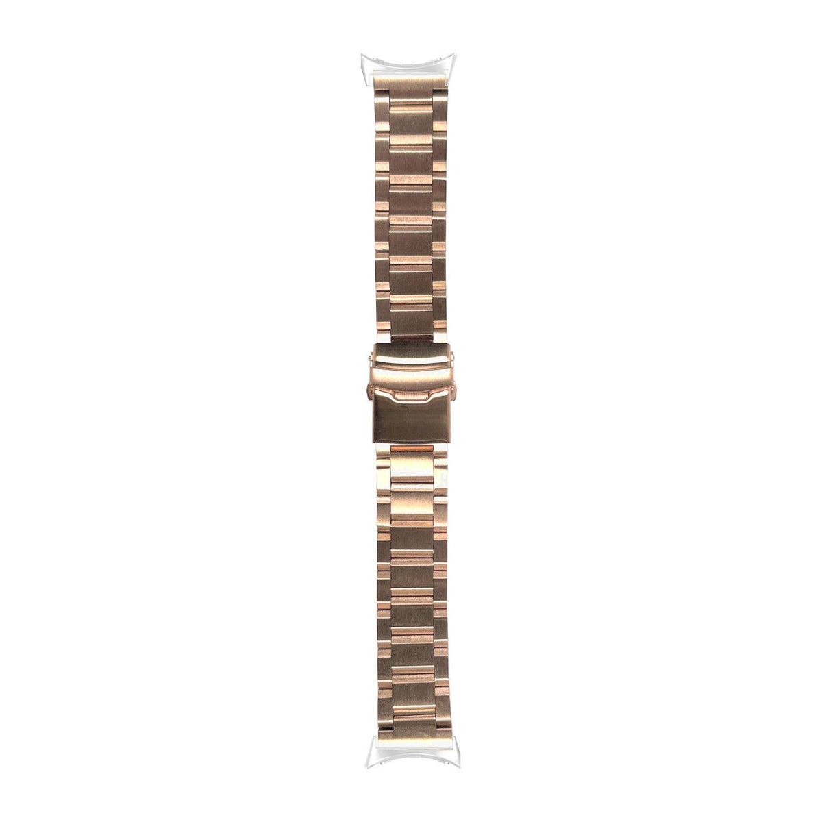 Steel Bracelet - Hex Link Rose Gold Silver with Safety Deployant Clasp with Google Pixel Spring Bar Adapters - Wear Any 20mm Strap! for Pixel Watch 3-5 45mm
