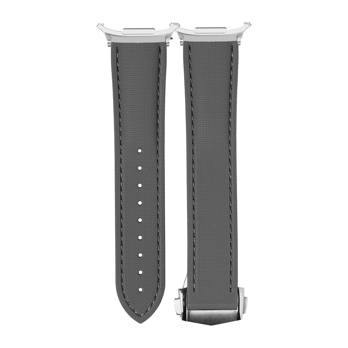 Textured FKM Rubber Grey Silver with Strap Adapter for Galaxy Watch 8-9/Ultra