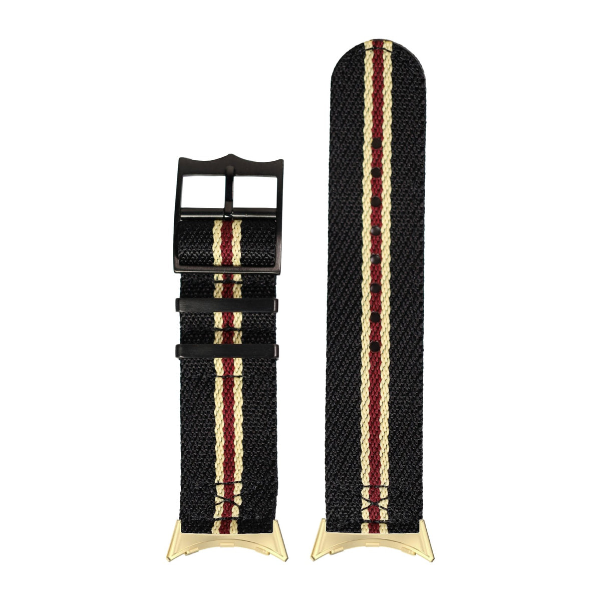 Cross Militex - Black / Beige / Maroon [Black Hardware] Gold with Google Pixel Spring Bar Adapters - Wear Any 20mm Strap! for Pixel Watch 3-5 45mm